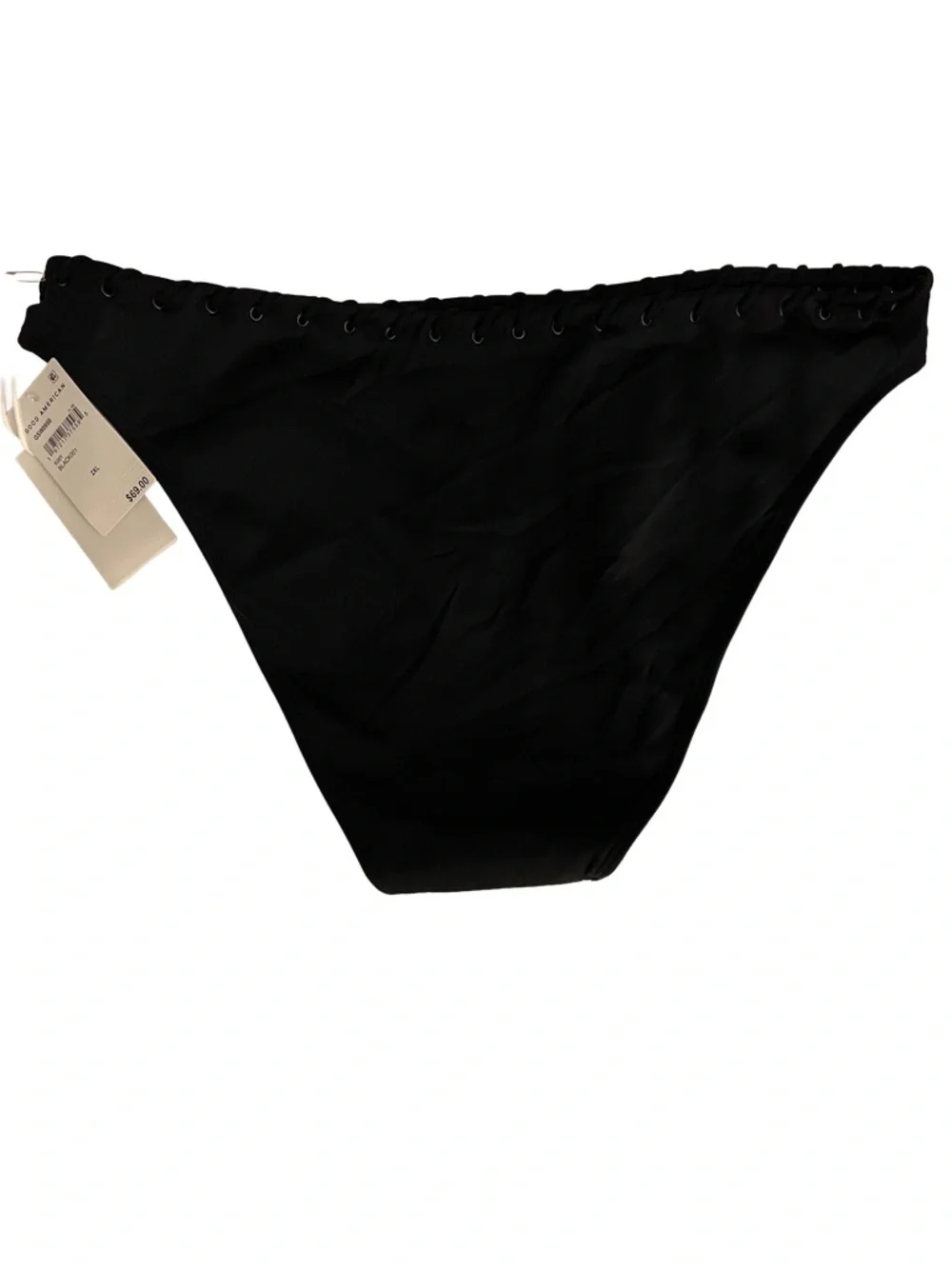 NWT Good American Whip Stitch Bikini Bottoms in Black Size 2X